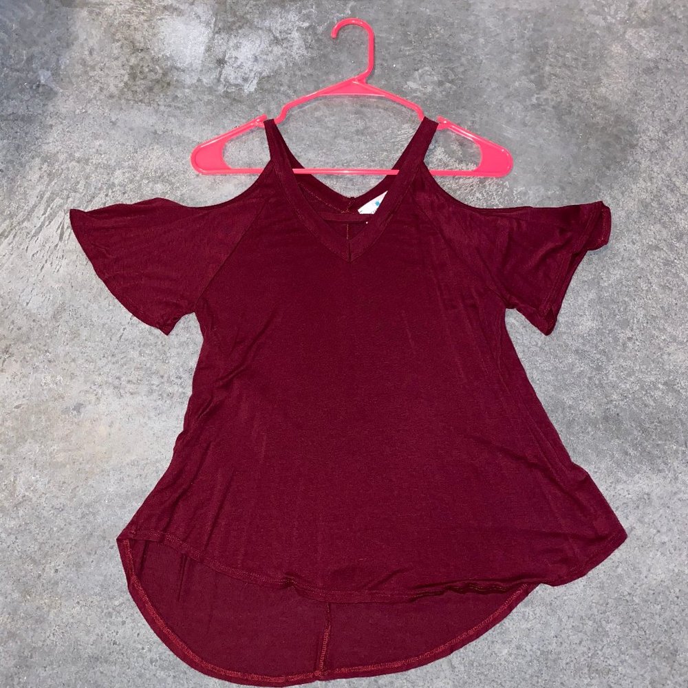 Burgundy off the shoulder top